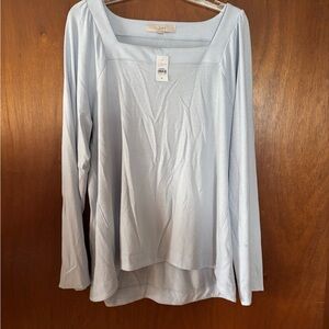 LOFT Light Blue Asymmetrical Long Sleeve Top